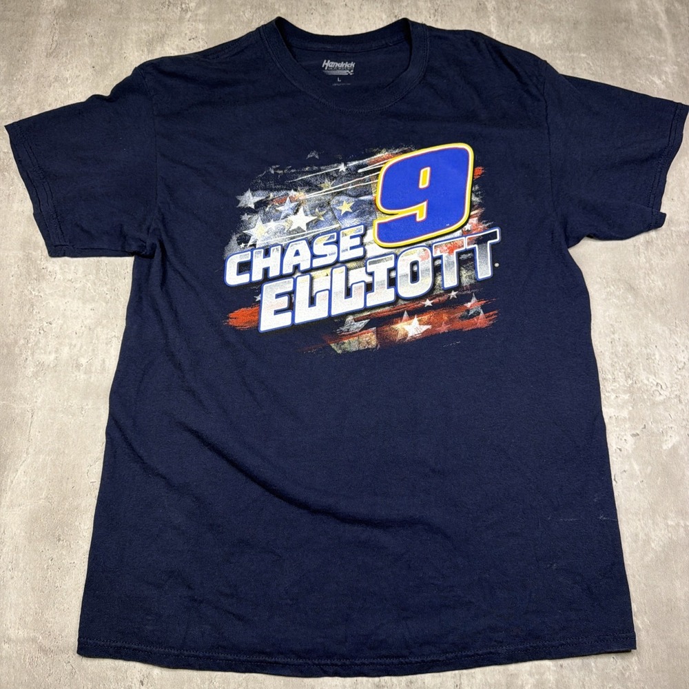 NASCAR Chase Elliott #9 T-Shirt Hendrick Motorsports Navy Blue Yellow Size Large